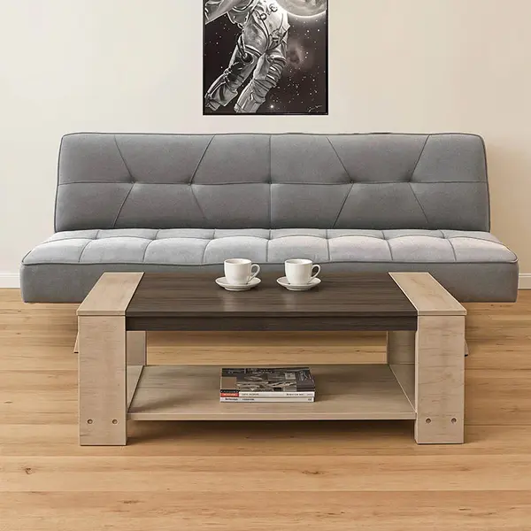 Set 2 piese mobilier pentru living Pulse, Tapițerie Textilă, Gri, 175x83x74 cm