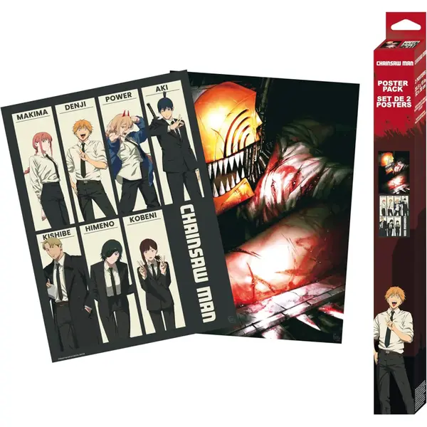 Set 2 Postere Chibi Chainsaw Man - 52x38 - Devil Hunters