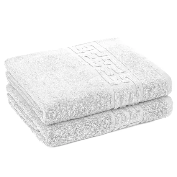 Set 2 Prosoape 50x90 cm, Greek, Bumbac 100%, 550g/m², Alb