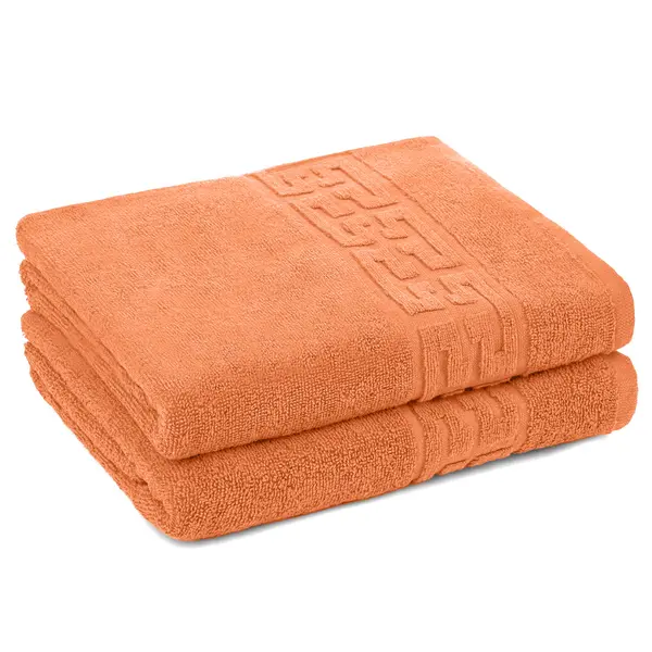 Set 2 Prosoape 70x130 cm, Greek, Bumbac 100%, 550g/m², Portocaliu