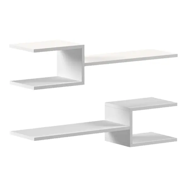 Set 2 rafturi de perete Sumpa, Alb, 65x20x18 cm