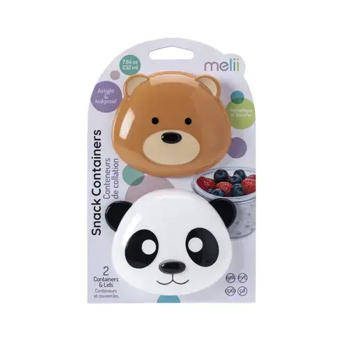 Set 2 recipiente pentru hrana Melii Panda si Ursulet, 232 ml