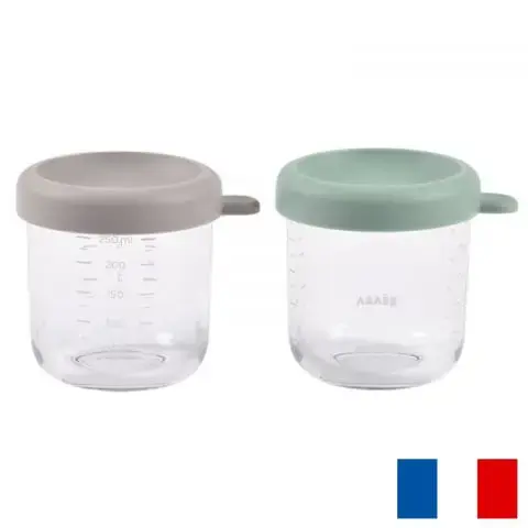 Set 2 recipiente sticla Beaba Sage Green Gazelle, 250 ml