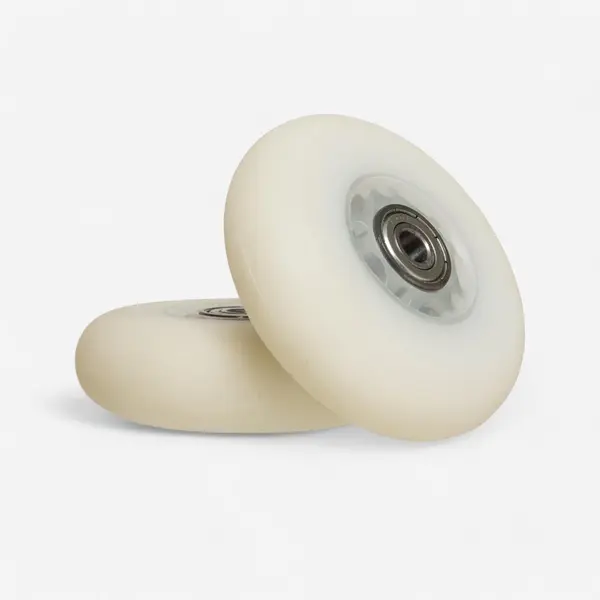 Set 2 Roţi cu lumini și rulmenți 76 mm 82A Alb
