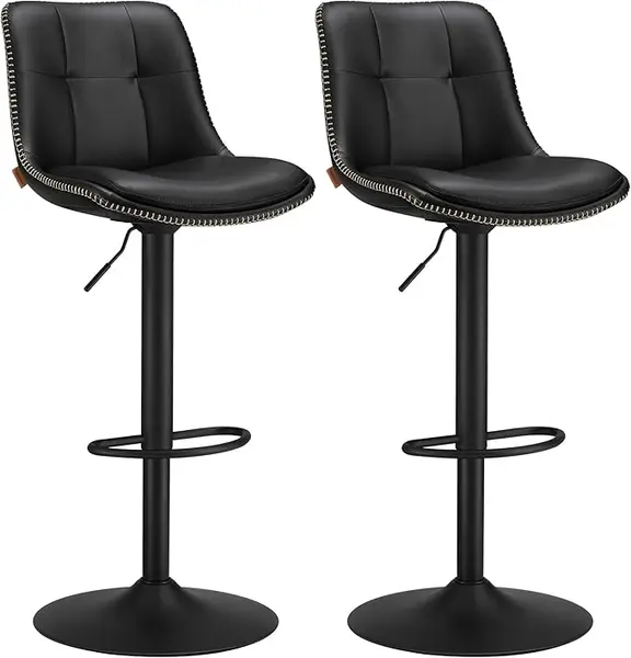 Set 2 scaune de bar reglabile Songmics Negru 38x44.5x115 cm
