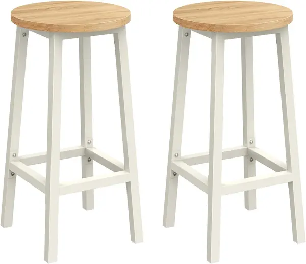 Set 2 scaune de bar Vasagle Alb 32 x 32 x 65 cm