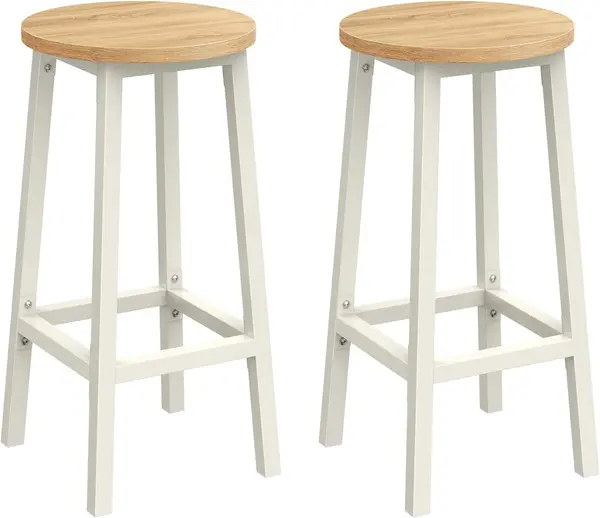 Set 2 scaune de bar Vasagle Alb 32 x 32 x 65 cm