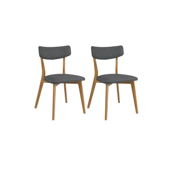 Set 2 scaune Karl material gri stejar H77 cm