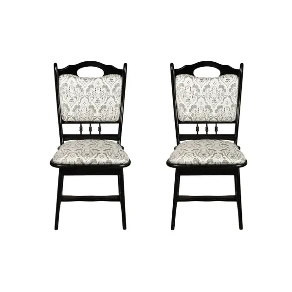 Set 2 scaune living FLANDER, cadru wenge + stofa print 02, 50x48x95 cm