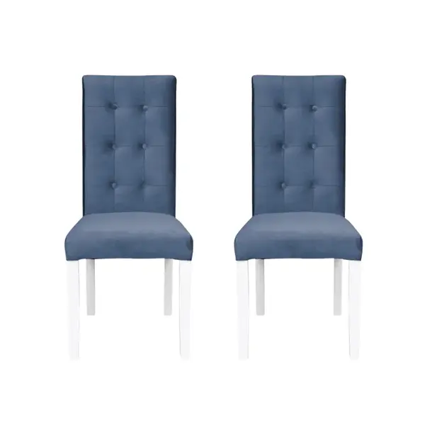 Set 2 scaune living TEO LUX, picioare lemn alb, stofa albastru deschis, 46x60x98 cm