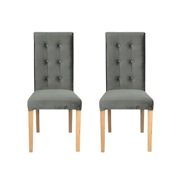 Set 2 scaune living TEO LUX, picioare lemn natur, stofa gri deschis, 46x60x98 cm