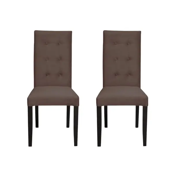 Set 2 scaune living TEO LUX, picioare lemn wenge, stofa maro, 46x60x98 cm