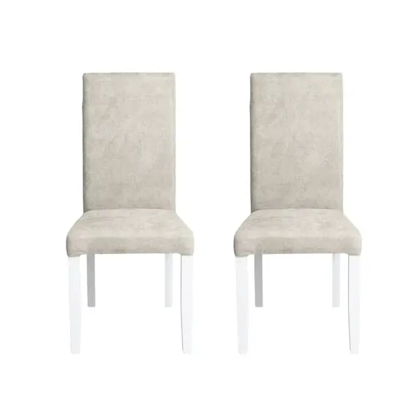 Set 2 scaune living TEO, picioare lemn alb, stofa crem, 46x60x98 cm
