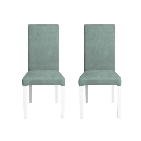 Set 2 scaune living TEO, picioare lemn alb, stofa mint, 46x60x98 cm