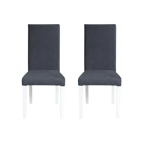 Set 2 scaune living TEO, picioare lemn alb, stofa z albastru, 46x60x98 cm