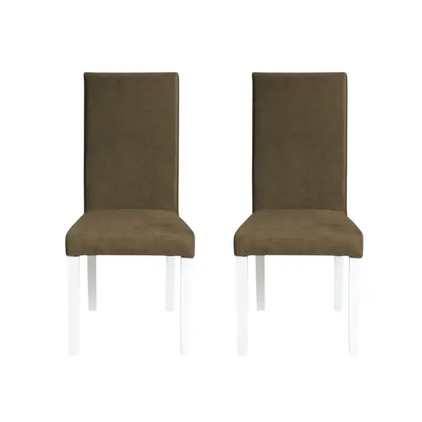 Set 2 scaune living TEO, picioare lemn alb, stofa z kaki, 46x60x98 cm
