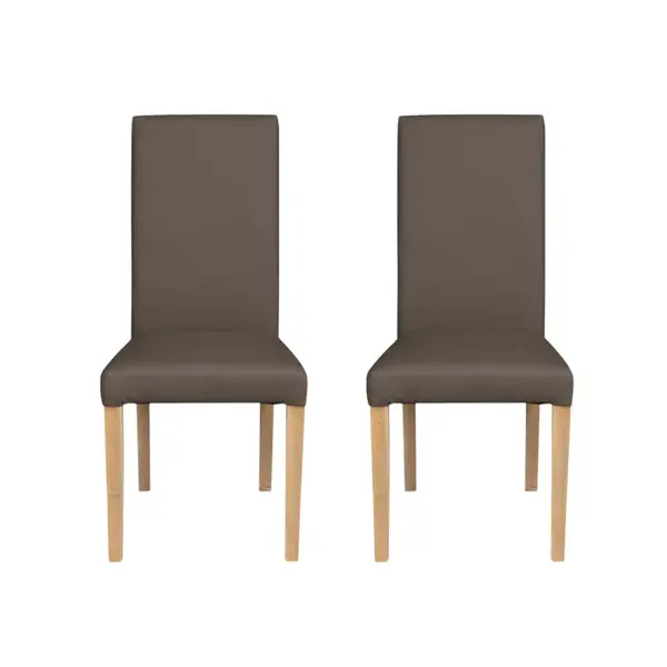 Set 2 scaune living TEO, picioare lemn natur, piele ecologica gri elefant, 46x60x98 cm