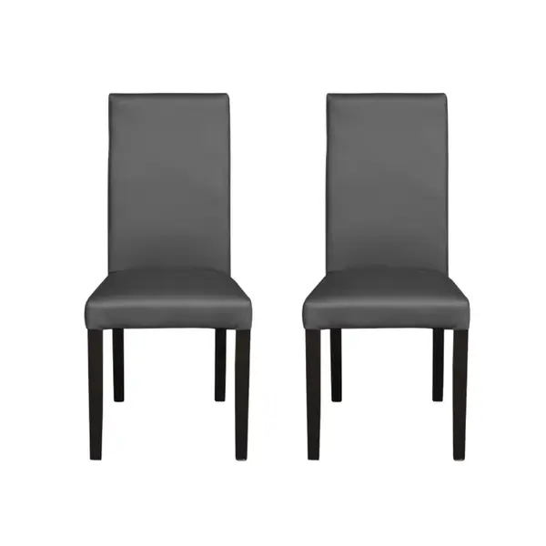 Set 2 scaune living TEO, picioare lemn wenge, piele ecologica gri, 46x60x98 cm