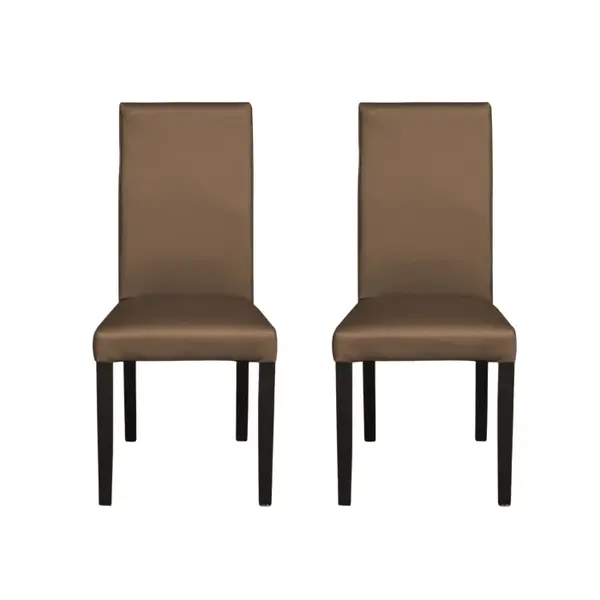 Set 2 scaune living TEO, picioare lemn wenge, piele ecologica cappuccino, 46x60x98 cm