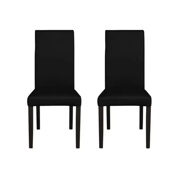 Set 2 scaune living TEO, picioare lemn wenge, piele ecologica negru, 46x60x98 cm