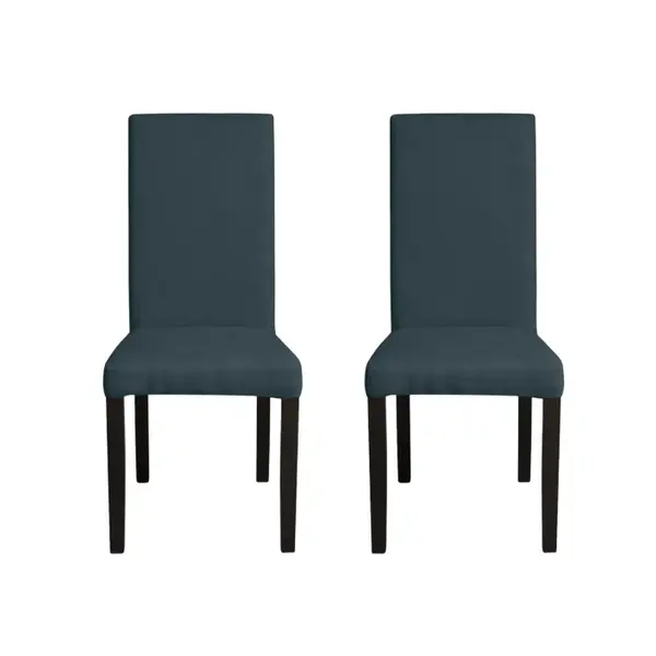 Set 2 scaune living TEO, picioare lemn wenge, stofa albastru, 46x60x98 cm