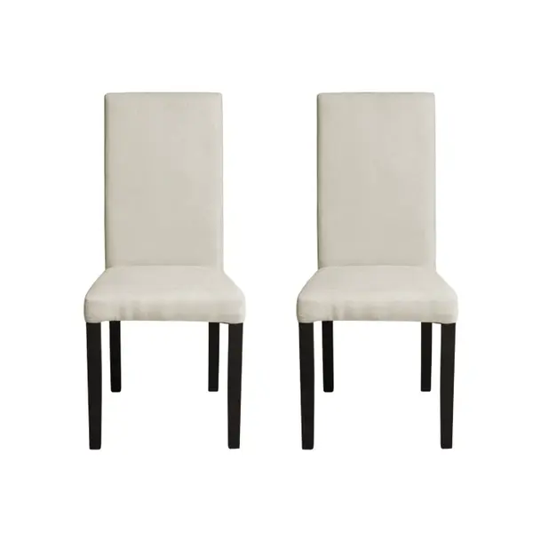 Set 2 scaune living TEO, picioare lemn wenge, stofa crem, 46x60x98 cm