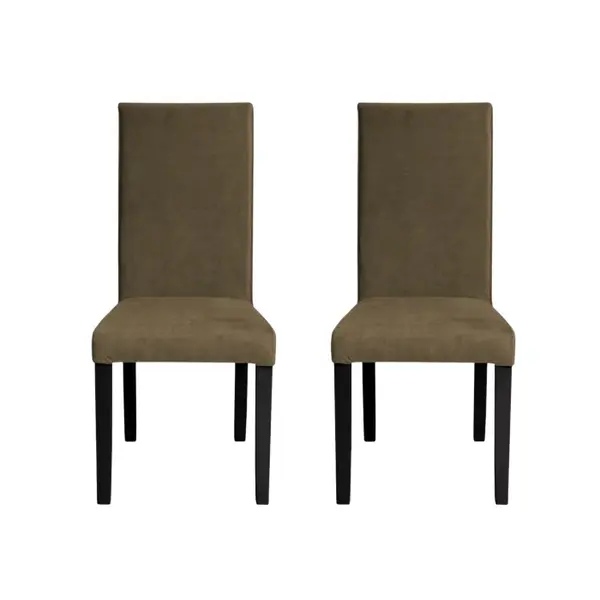 Set 2 scaune living TEO, picioare lemn wenge, stofa z kaki, 46x60x98 cm