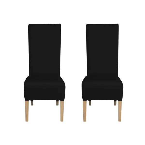 Set 2 scaune living VANESSA, picioare lemn natur, piele ecologica negru, 47x60x110 cm