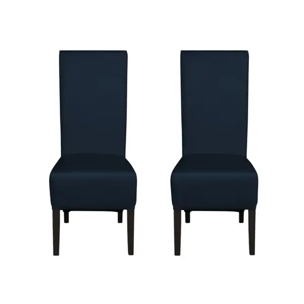 Set 2 scaune living VANESSA, picioare lemn wenge, piele ecologica albastru, 47x60x110 cm