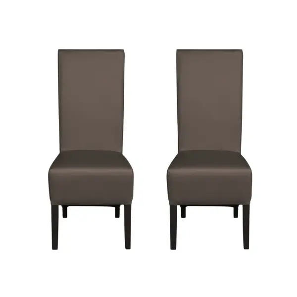 Set 2 scaune living VANESSA, picioare lemn wenge, piele ecologica gri elefant, 47x60x110 cm