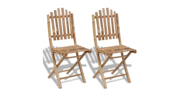 Set 2 scaune pliabile din lemn de bambbus