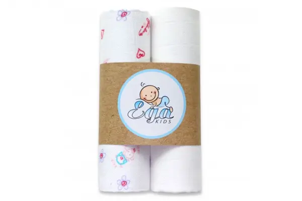 Set 2 scutece pentru bebelusi EgaKids, reutilizabile, cu fibra de bambus, dimensiune 70 x 80 cm, model Flowers