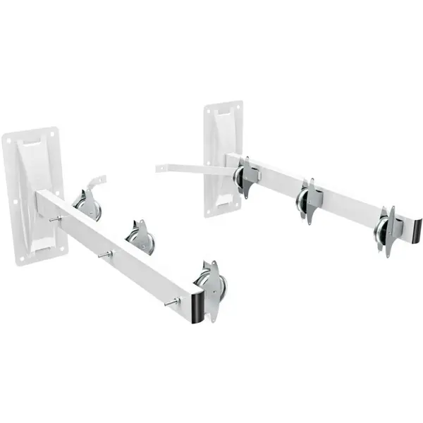Set 2 Suporti Otel pentru Uscator Rufe, 3 Randuri de Sarme, Finisaj Alb