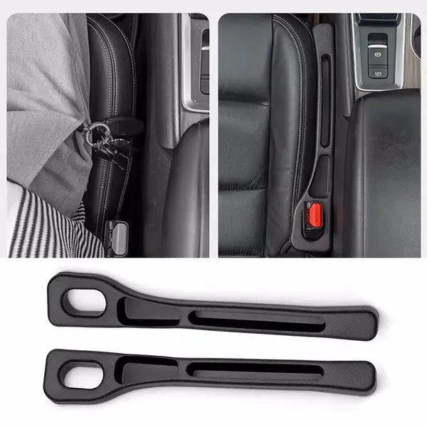 Set 2 suporturi pentru scaune auto HAWIRE, Cu 2 compartimente de depozitare fiecare, Universale, Organizator spatar scaun, Material rezistent, Negru