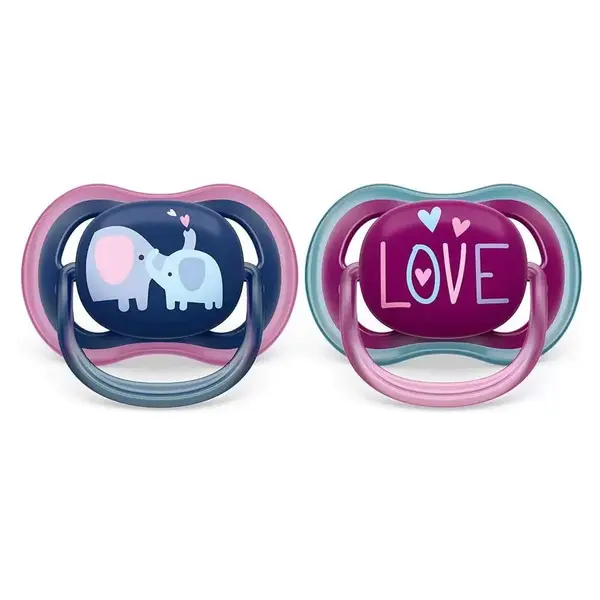 Set 2 suzete Avent din silicon Ultra Air Girl 18 luni+