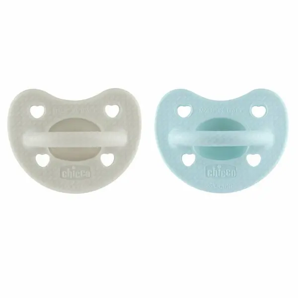 Set 2 suzete bebelusi, Chicco, Physioforma Luxe, Ortodontice, Silicon moale, Fara BPA, 6-16 luni, Gri/Verde