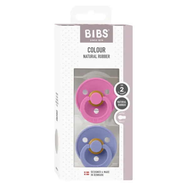 Set 2 suzete Bibs Colour Latex tetina rotunda 6 luni + Bubblegum Peri