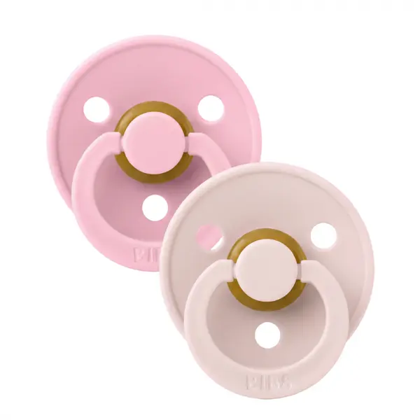 Set 2 suzete Bibs Colour Latex tetina rotunda 6 luni + PetalBaby Pink