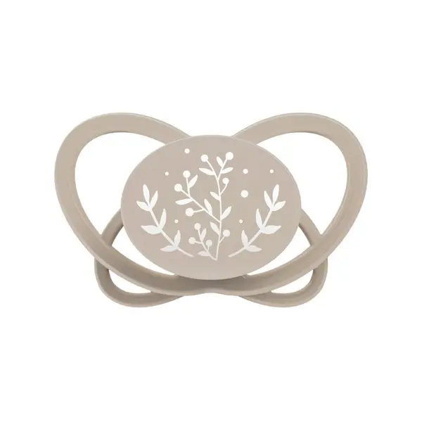 Set 2 suzete Nip My Butterfly cu tetina ortodontica din silicon, forma simetrica, din materiale naturale regenerabile, fara BPA, cutie de transport si sterilizare, maro, 0-6 luni