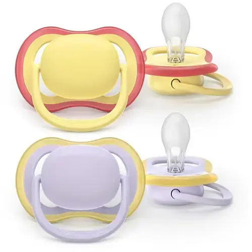 Set 2 suzete Philips Avent Ultra Air SCF087/03 care lasa pielea bebelusului sa respire, ortodontice, fara BPA, 0-6 luni, colorat