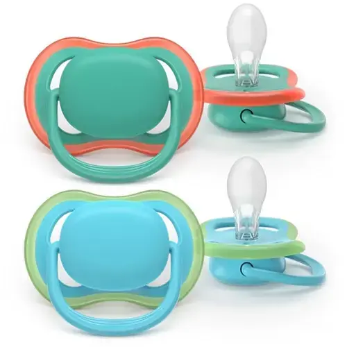 Set 2 suzete Philips Avent Ultra Air SCF087/10 care lasa pielea bebelusului sa respire, ortodontice, fara BPA, 6-18 luni, colorat