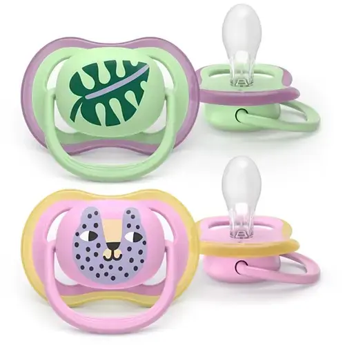 Set 2 suzete Philips Avent Ultra Air SCF087/13 care lasa pielea bebelusului sa respire, ortodontice, fara BPA, 6-18 luni