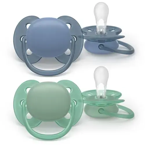 Set 2 suzete Philips Avent Ultra Soft SCF091/42, cu disc flexibil, pentru pielea sensibila a bebelusului, ortodontice, fara BPA, 0-6 luni+, colorat