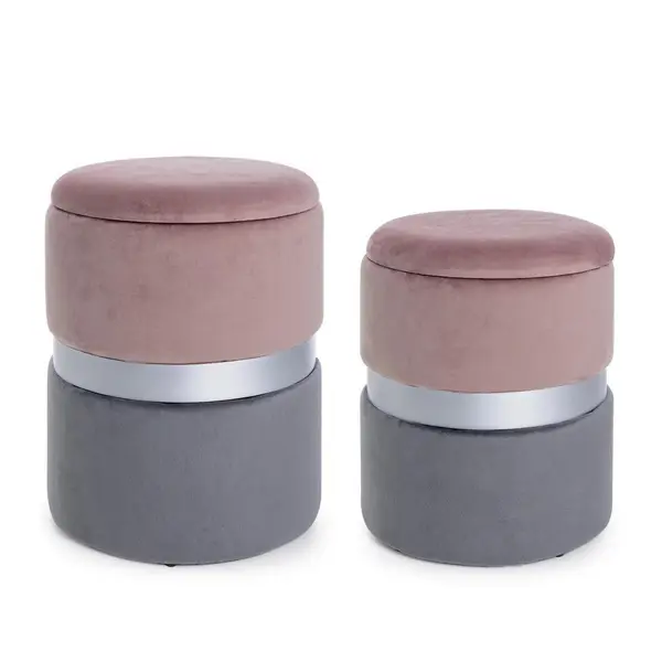 Set 2 taburete POLINA PINK-GREY Ø31.5/36 CM - Roz