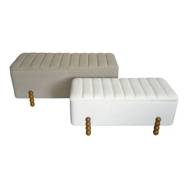Set 2 tabureti cu spatiu depozitare Daph, Bej, 110x46x45 cm