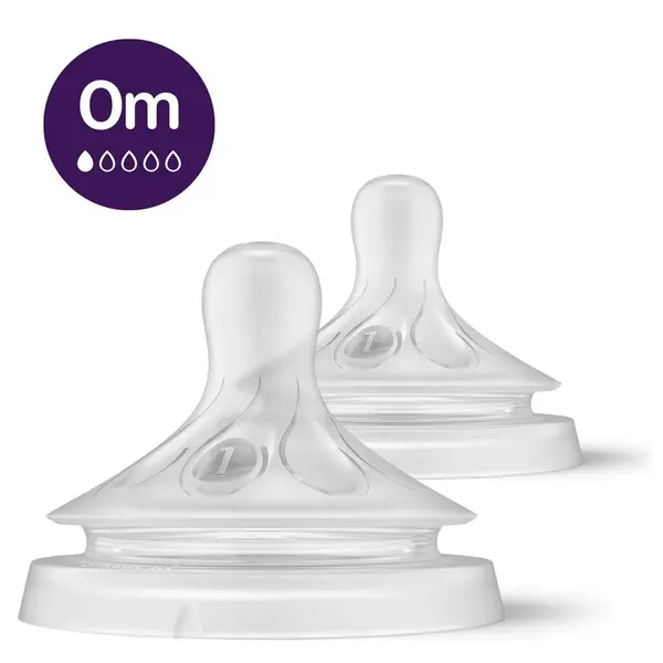 Set 2 tetine din silicon Avent Natural Response 3.0 0+ Debit 1