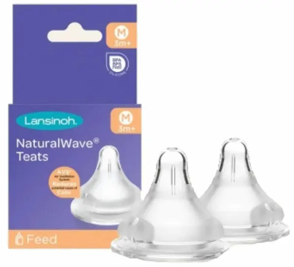 Set 2 tetine Lansinoh - Natural wave, 3+ luni