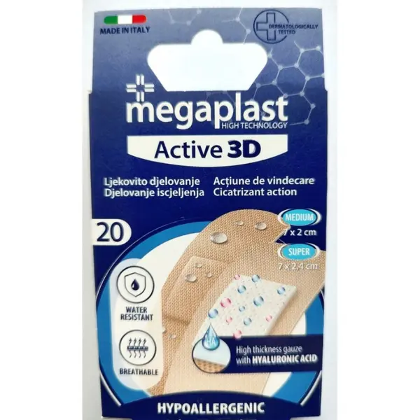 Set 2 x 20 Plasturi Cicatrizanti cu Acid Hialuronic Asortati, Megaplast
