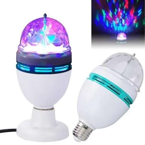 Set 2 x Bec rotativ disco cu led RGB E27