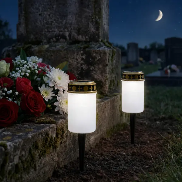 Set 2 x Candela solara LED, lumanare cu efect de flacara, Alb